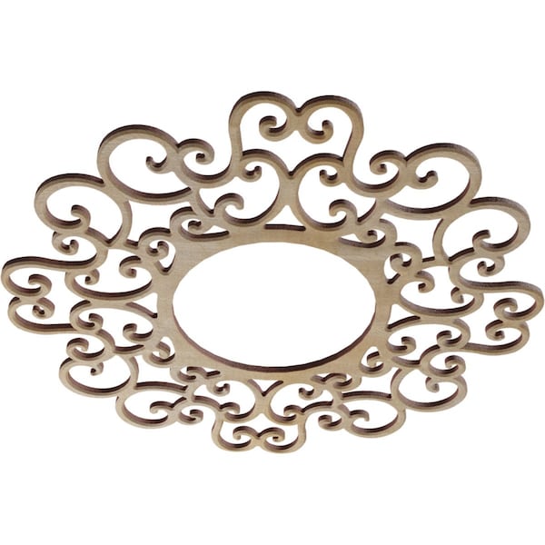 Reims Wood Fretwork Pierced Ceiling Medallion, Birch, 16OD X 6 1/8ID X 3/8T